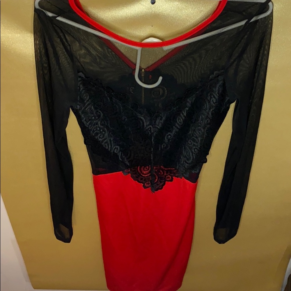 Red and Black Laced Dress